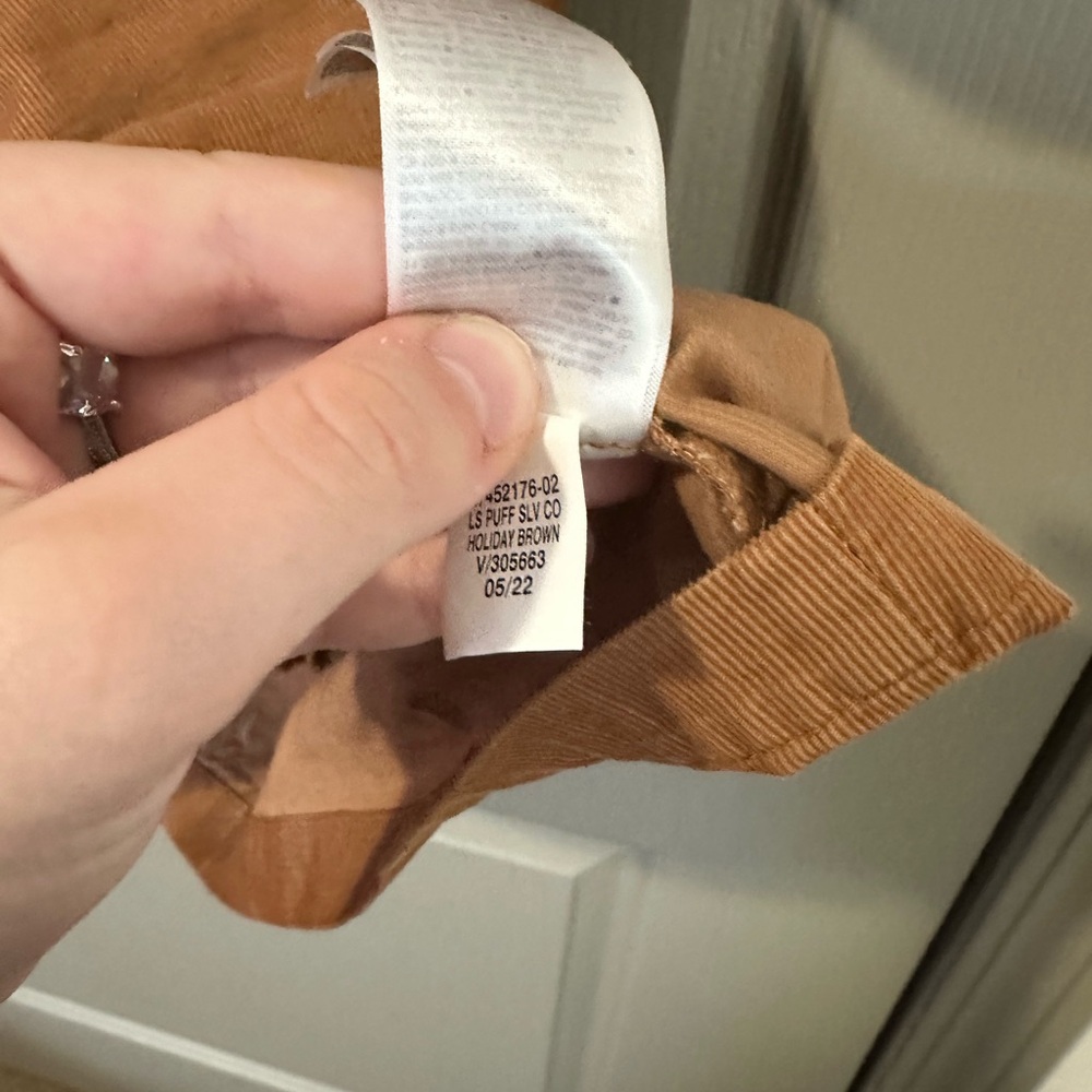 Elegant Tan Puff Sleeve Dress Gap XL Corduroy Holiday Brown Mini Fall Minimalist - Picture 6 of 6